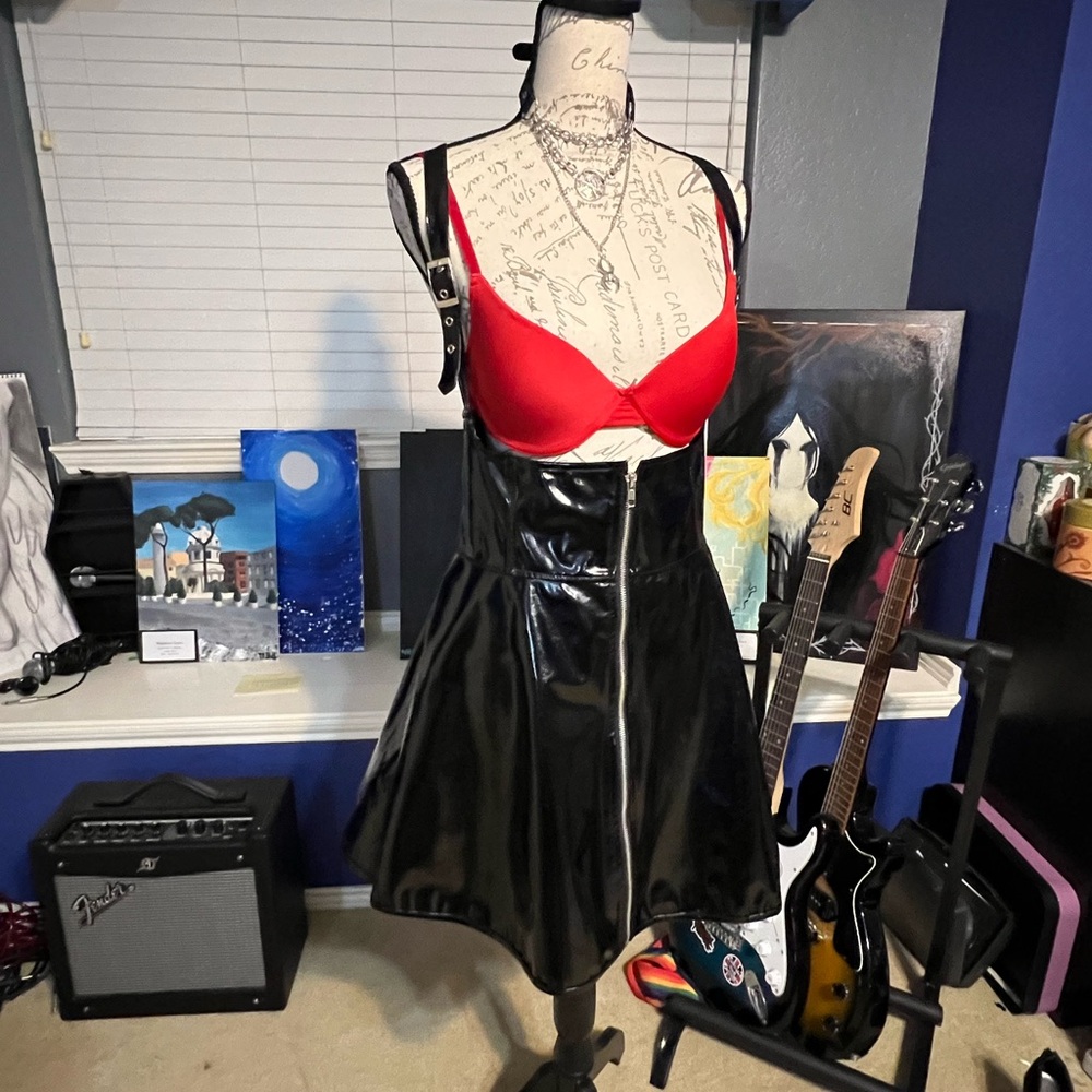 ❤️ Patent Leather Suspender Skirt 🖤
